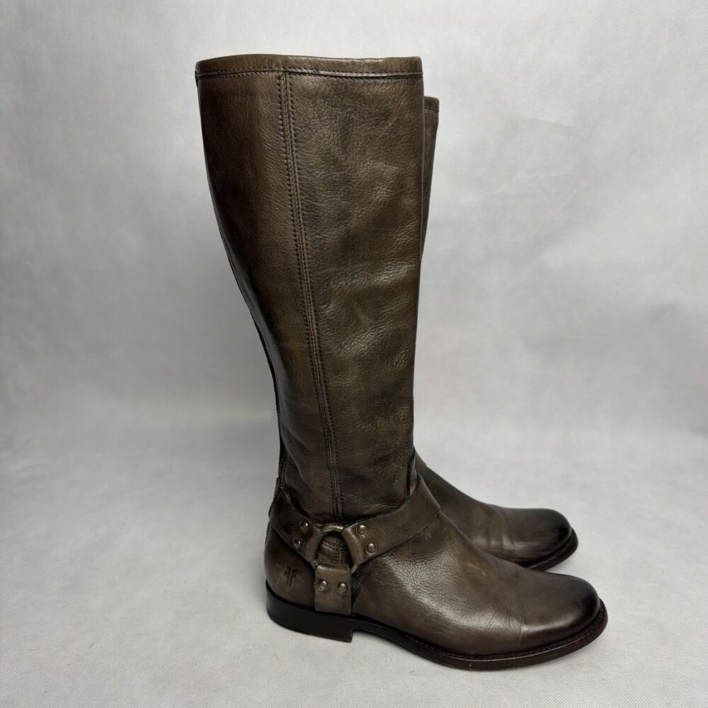 Frye Phillip Harness Tall Women's Leather Boots, Dark Brown, Size 7.5B - Picture 6 of 12